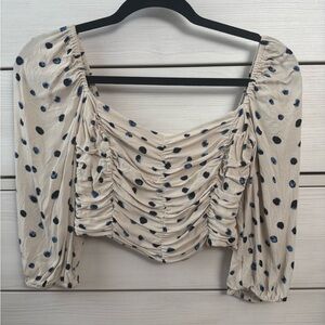 Aritzia DISCONTINUED Wilfred Navy Polka Dot Lolita Blouse